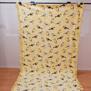 Birds Multi-Color Yellow XX-Long Fleece Blanket #64 (52in W X 100.5in L)